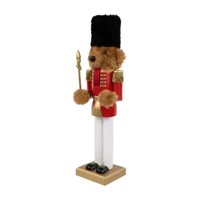 Northlight Plush Teddy Bear Soldier - 14in - Red And Gold Wood Christmas Nutcracker
