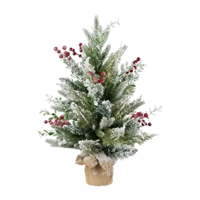 Northlight Flocked Balsam Pine Artificial In Burlap Base Unlit 2 Foot Flocked Pine Christmas Tree