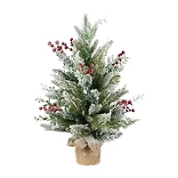 Northlight Flocked Balsam Pine Artificial In Burlap Base Unlit 2 Foot Flocked Pine Christmas Tree