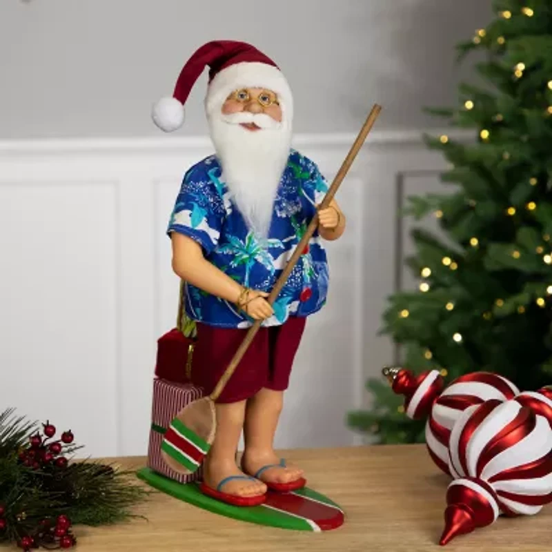 Northlight Santa On A Paddle Board - 18in Christmas Figurine