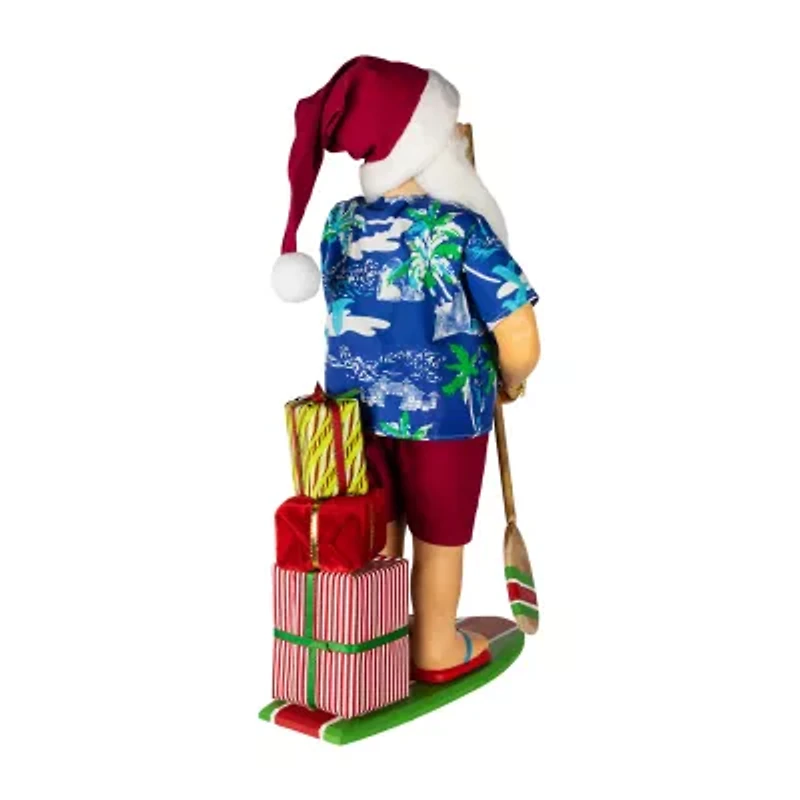 Northlight Santa On A Paddle Board - 18in Christmas Figurine