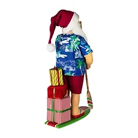 Northlight Santa On A Paddle Board - 18in Christmas Figurine