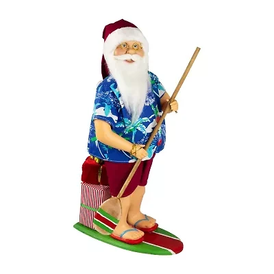 Northlight Santa On A Paddle Board - 18in Christmas Figurine