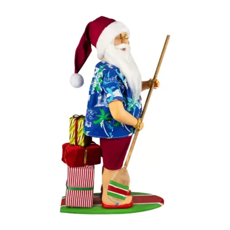 Northlight Santa On A Paddle Board - 18in Christmas Figurine