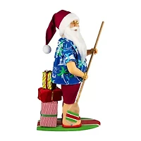 Northlight Santa On A Paddle Board - 18in Christmas Figurine