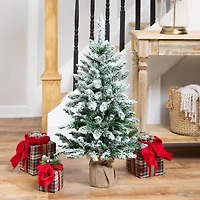 Northlight 3ft Frosted Pine Artificial In Burlap Base 3 Foot Pine Christmas Tree