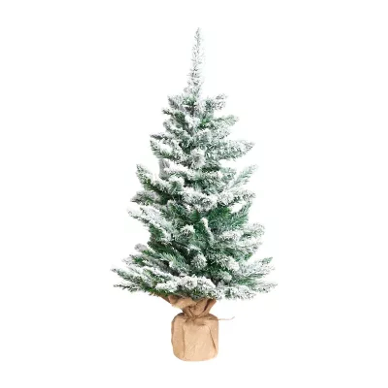 Northlight 3ft Frosted Pine Artificial In Burlap Base 3 Foot Pine Christmas Tree