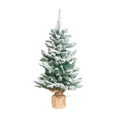 Northlight 3ft Frosted Pine Artificial In Burlap Base 3 Foot Pine Christmas Tree