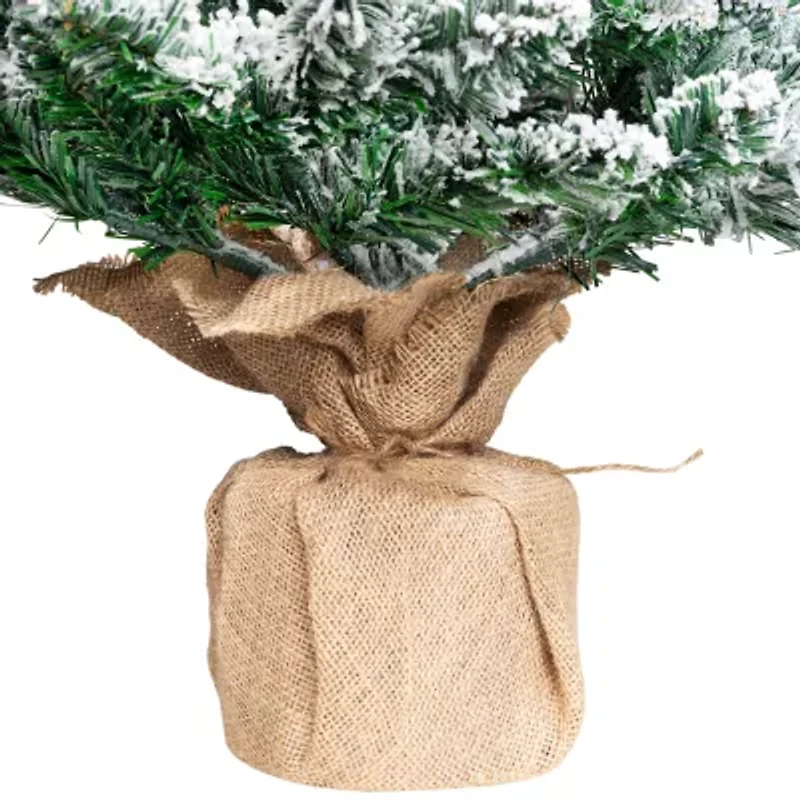 Northlight 3ft Frosted Pine Artificial In Burlap Base 3 Foot Pine Christmas Tree