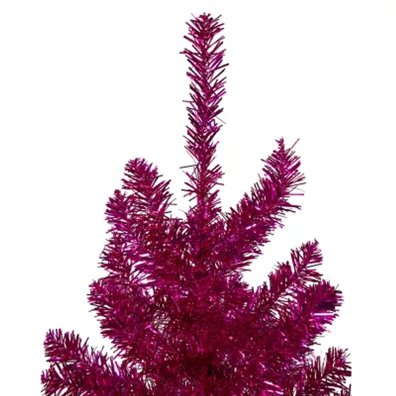 Northlight Metallic Pink Tinsel - Unlit 4 1/2 Foot Christmas Tree