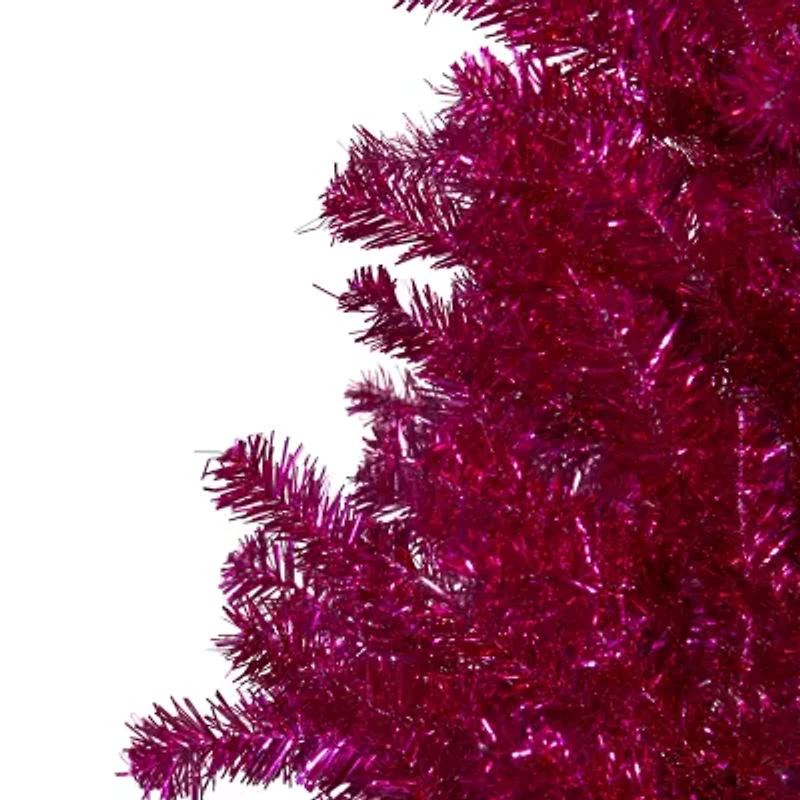 Northlight Metallic Pink Tinsel - Unlit 4 1/2 Foot Christmas Tree