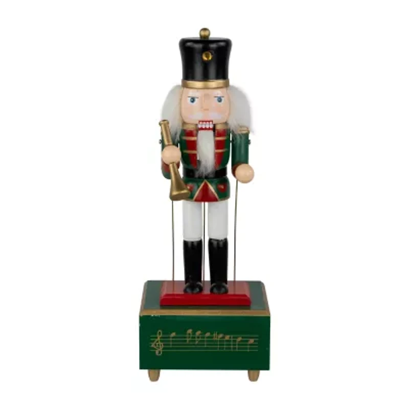 Northlight 12in Red Animated And Musical With Trumpet Wood Plays Music Christmas Nutcracker