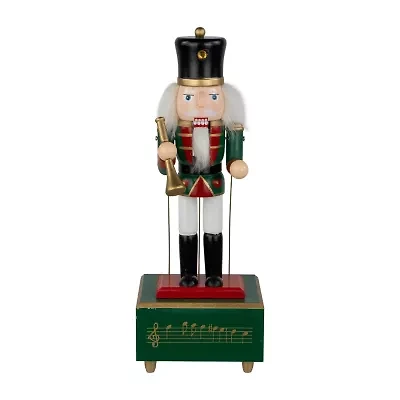 Northlight 12in Red Animated And Musical With Trumpet Wood Plays Music Christmas Nutcracker