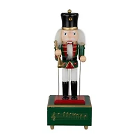 Northlight 12in Red Animated And Musical With Trumpet Wood Plays Music Christmas Nutcracker