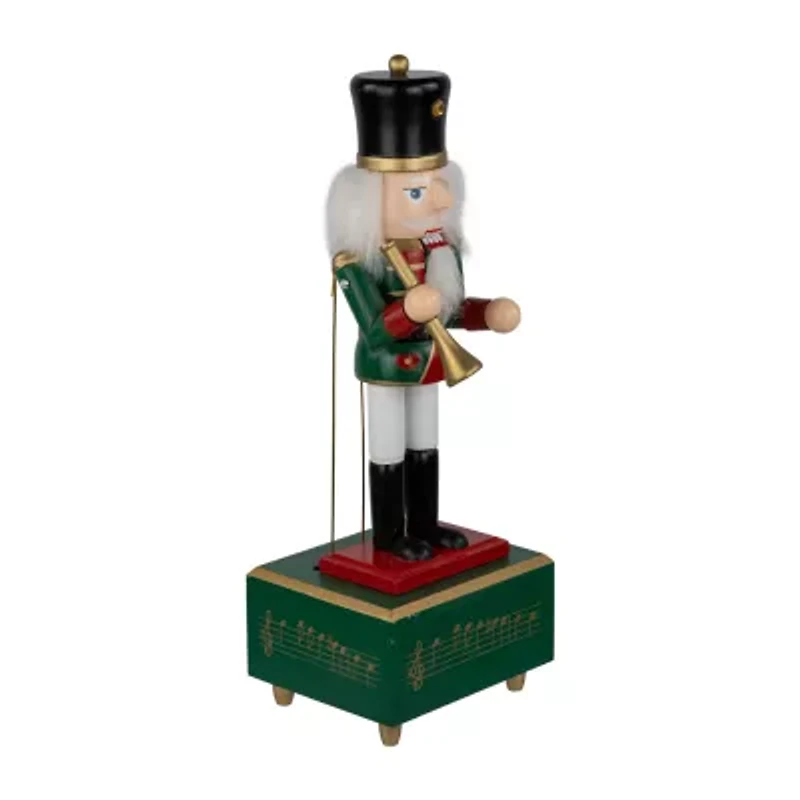 Northlight 12in Red Animated And Musical With Trumpet Wood Plays Music Christmas Nutcracker