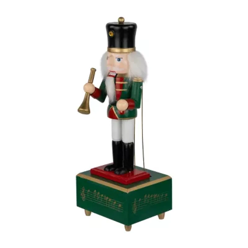 Northlight 12in Red Animated And Musical With Trumpet Wood Plays Music Christmas Nutcracker