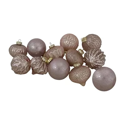 Northlight Finial And Glass Ball - 3.25in - Blush Pink - Set Of 12 Christmas Ornament
