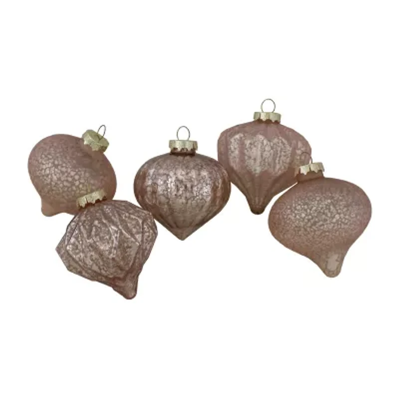 Northlight Finial And Glass Ball - 3.25in - Blush Pink - Set Of 12 Christmas Ornament