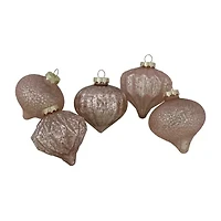 Northlight Finial And Glass Ball - 3.25in - Blush Pink - Set Of 12 Christmas Ornament