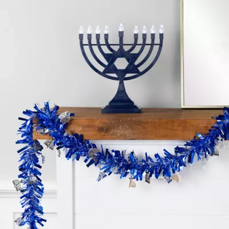 Northlight 50ft Menorah Tinsel Christmas Indoor Garland