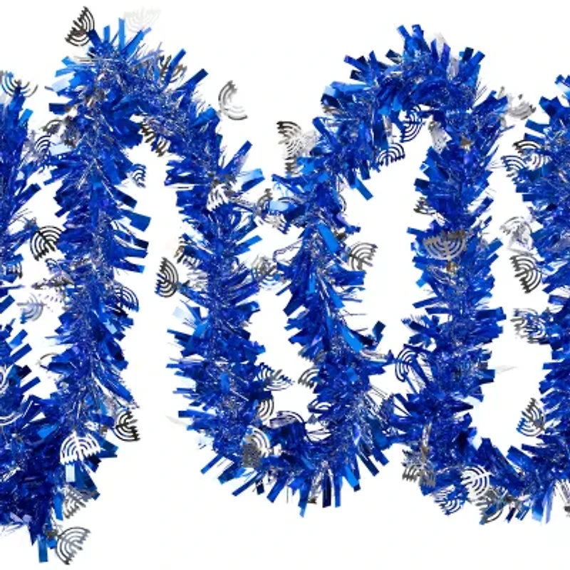 Northlight 50ft Menorah Tinsel Christmas Indoor Garland