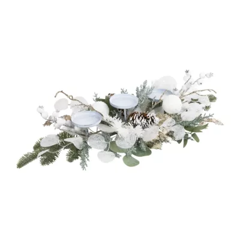 Northlight Mixed Winter Foliage And Berries Pillar - 24in Candle Holder