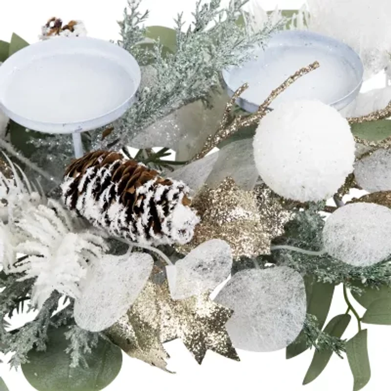 Northlight Mixed Winter Foliage And Berries Pillar - 24in Candle Holder