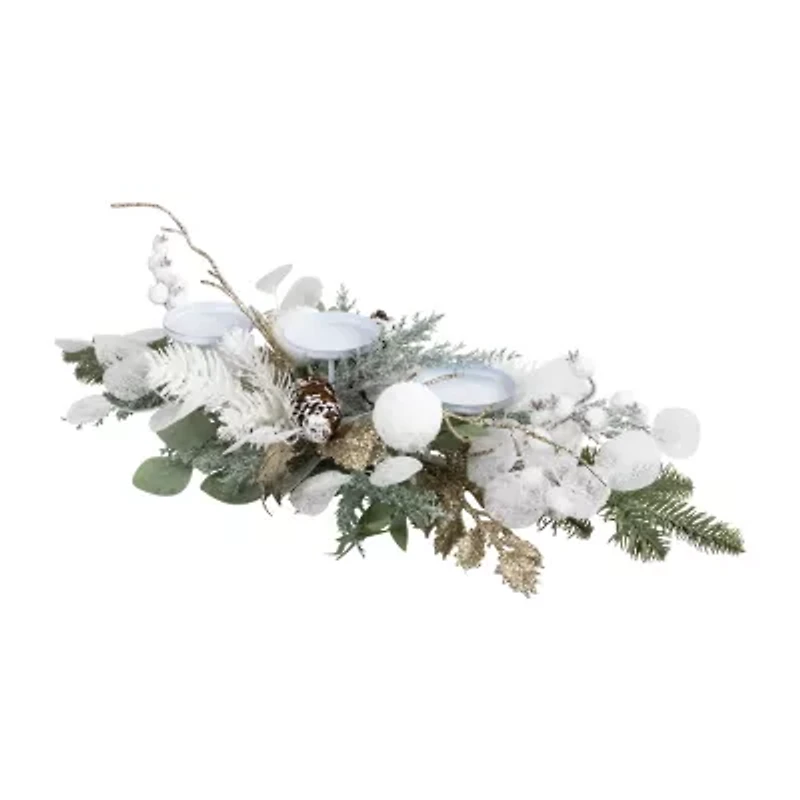 Northlight Mixed Winter Foliage And Berries Pillar - 24in Candle Holder