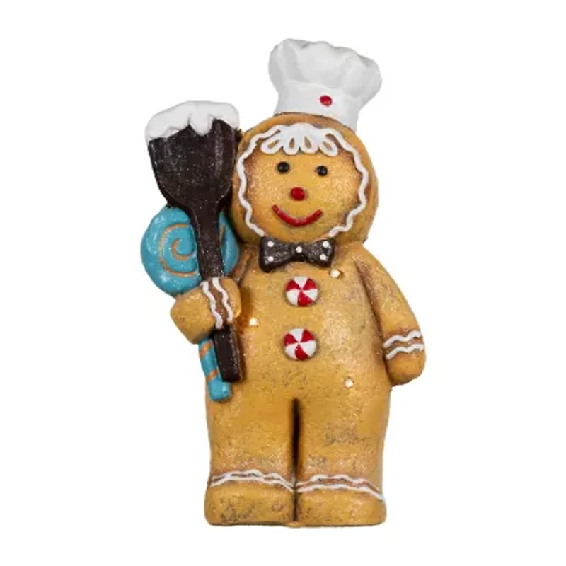 Northlight Led Lighted Glittered Gingerbread Snowman Chef - 17.5in Christmas Figurine