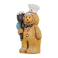 Northlight Led Lighted Glittered Gingerbread Snowman Chef - 17.5in Christmas Figurine