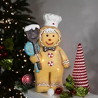 Northlight Led Lighted Glittered Gingerbread Snowman Chef - 17.5in Christmas Figurine