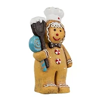 Northlight Led Lighted Glittered Gingerbread Snowman Chef - 17.5in Christmas Figurine