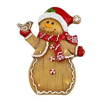 Northlight Led Lighted Gingerbread Snowman With Bird - 15in Christmas Figurine
