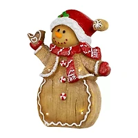 Northlight Led Lighted Gingerbread Snowman With Bird - 15in Christmas Figurine