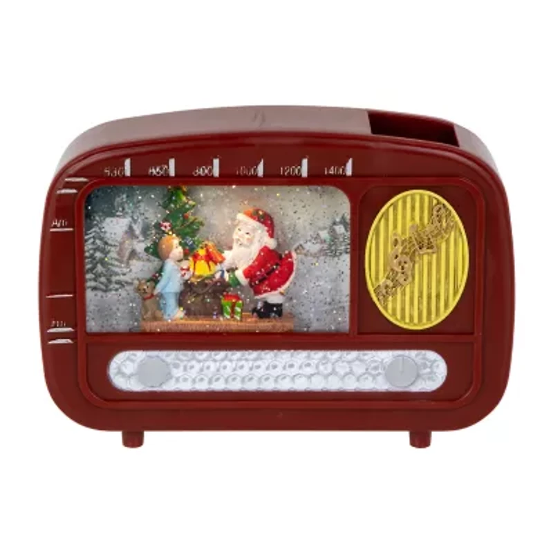 Northlight Led Lighted Insanta Sightingin Retro Radio - 8.75in Christmas Snow Globe