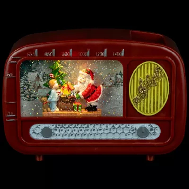 Northlight Led Lighted Insanta Sightingin Retro Radio - 8.75in Christmas Snow Globe