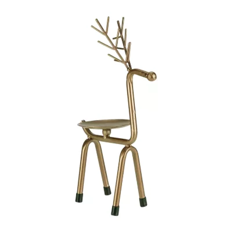 Northlight 10.25in Small Bronze Reindeer Pillar Candle Holder