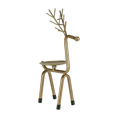 Northlight 10.25in Small Bronze Reindeer Pillar Candle Holder