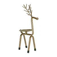Northlight 10.25in Small Bronze Reindeer Pillar Candle Holder