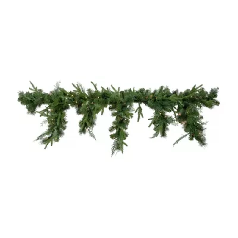 Northlight 6ft X 18in Pre-Lit Mixed Pine Artificial Icicle Clear Lights Christmas Indoor Garland