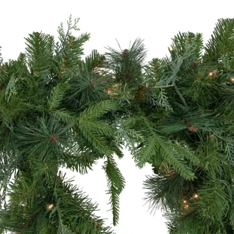 Northlight 6ft X 18in Pre-Lit Mixed Pine Artificial Icicle Clear Lights Christmas Indoor Garland