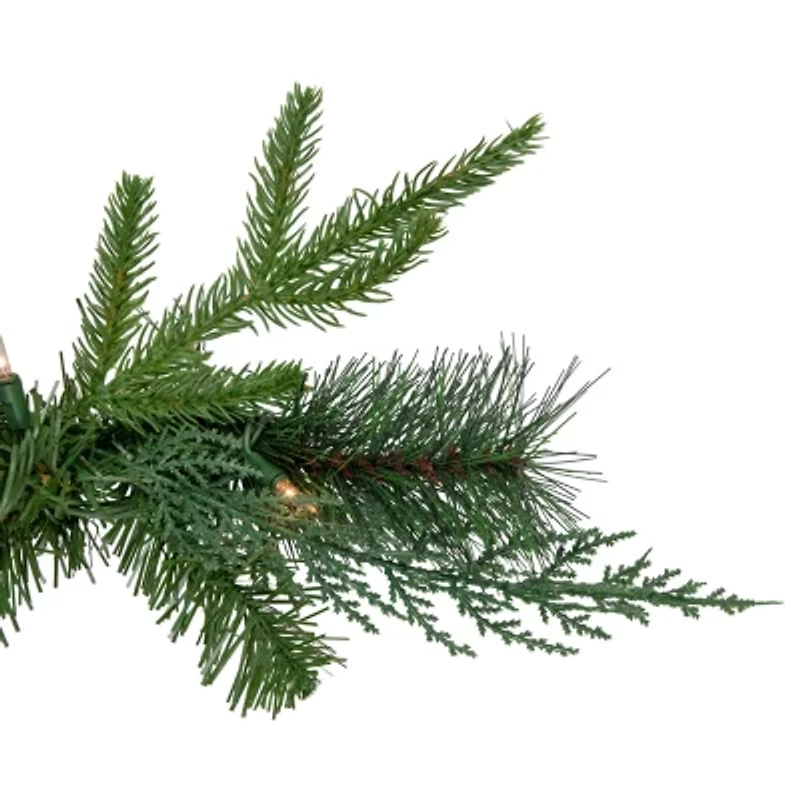 Northlight 6ft X 18in Pre-Lit Mixed Pine Artificial Icicle Clear Lights Christmas Indoor Garland