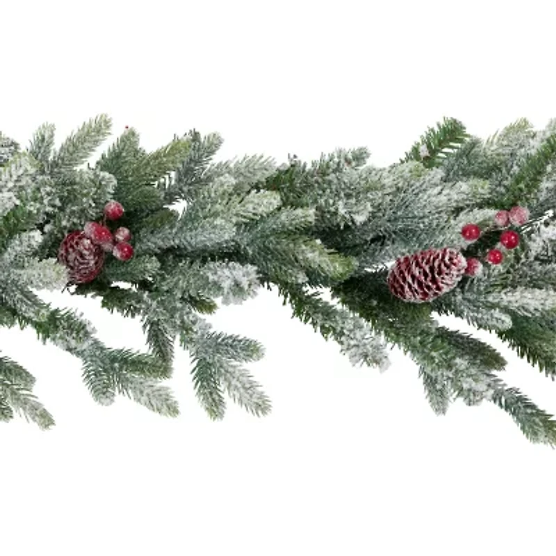 Northlight Real Touch™️ Flocked Snowcap Grove Fir - 7ft X 15in - Unlit Christmas Indoor Garland