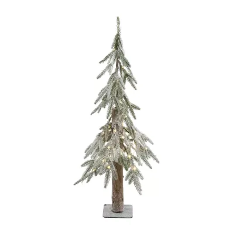Northlight Pre-Lit Flocked B/O Alpine Clear Led Lights 3 Foot Pine Christmas Tree