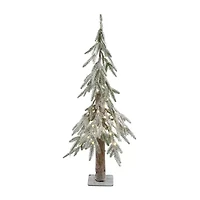 Northlight Pre-Lit Flocked B/O Alpine Clear Led Lights 3 Foot Pine Christmas Tree