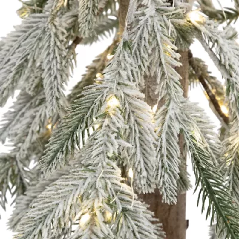 Northlight Pre-Lit Flocked B/O Alpine Clear Led Lights 3 Foot Pine Christmas Tree