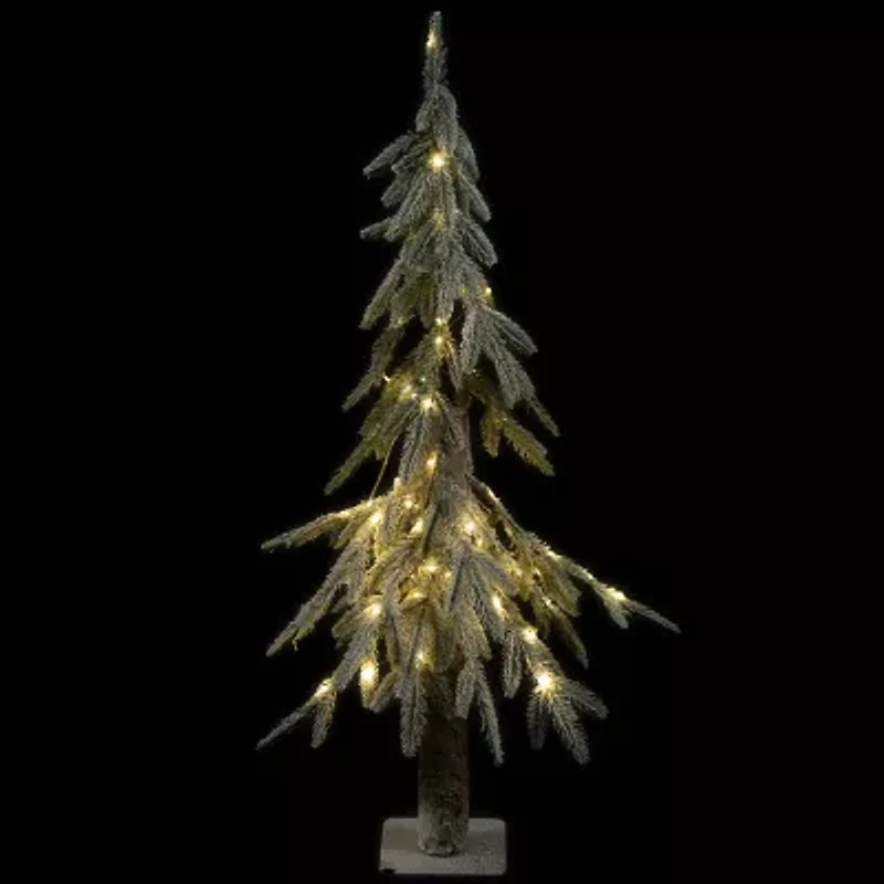 Northlight Pre-Lit Flocked B/O Alpine Clear Led Lights 3 Foot Pine Christmas Tree