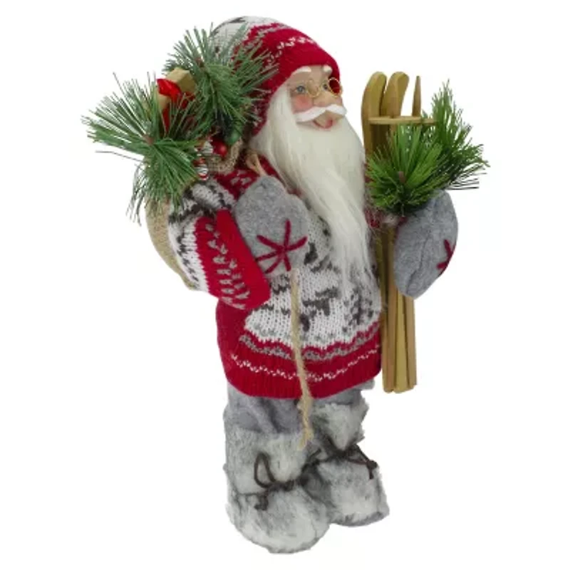 Northlight Standing Nordic With Skis - 12in Christmas Figurine