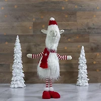 Northlight Plush Standing Striped Llama - 26in - White And Red Christmas Figurine