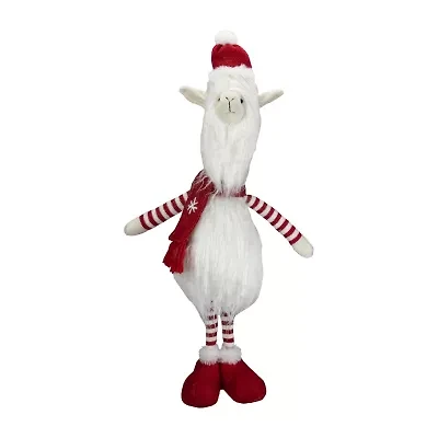 Northlight Plush Standing Striped Llama - 26in - White And Red Christmas Figurine